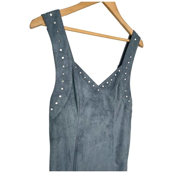 New Some Days Lovin Faux Suede Sleeveless Sweetheart Studded Dress Blue Small - Picture 3 of 16